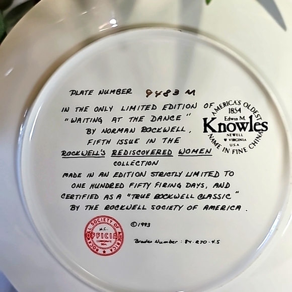 Norman Rockwell Waiting At The Dance Porcelain Limited Edition Plate - Picture 5 of 5